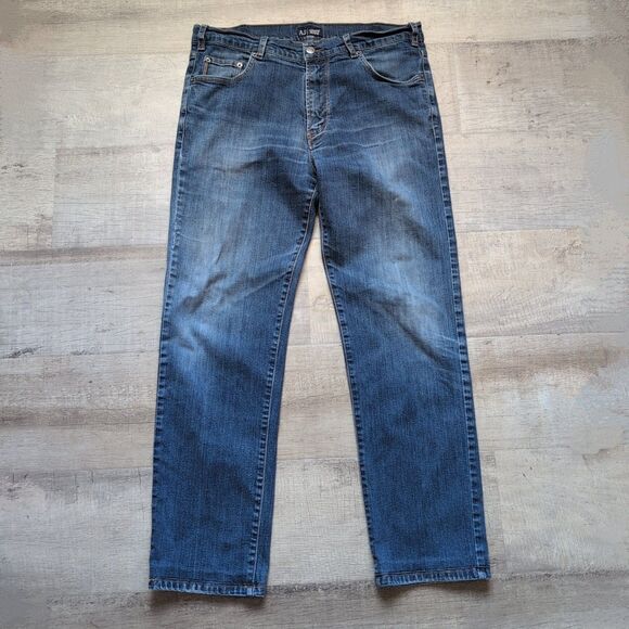 Armani Jeans AJ Jeans Mens 34 x 34 Blue Pants Regular Leg Denim Straight EUC